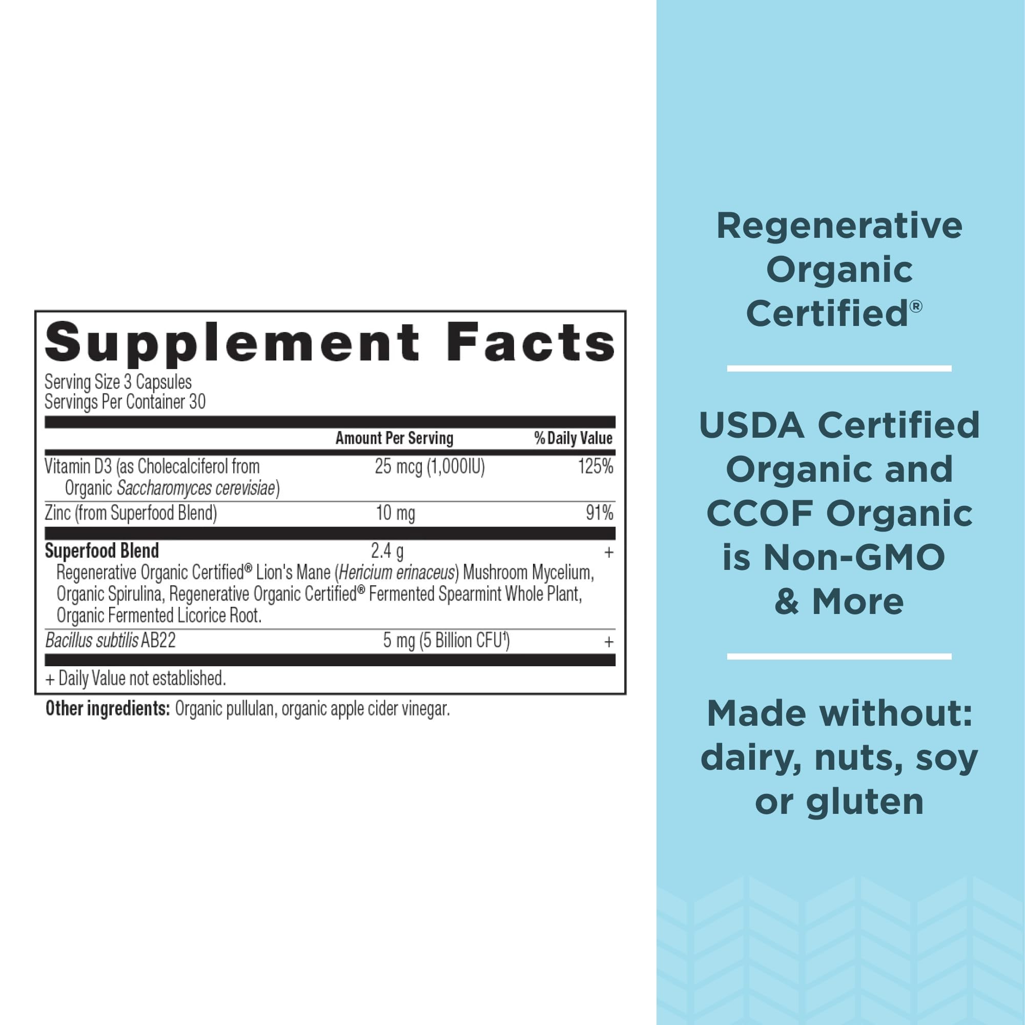 Ancient Nutrition Leaky Gut Support Capsules side view with label