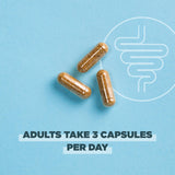 Ancient Nutrition Leaky Gut Support Capsules with a glass of water