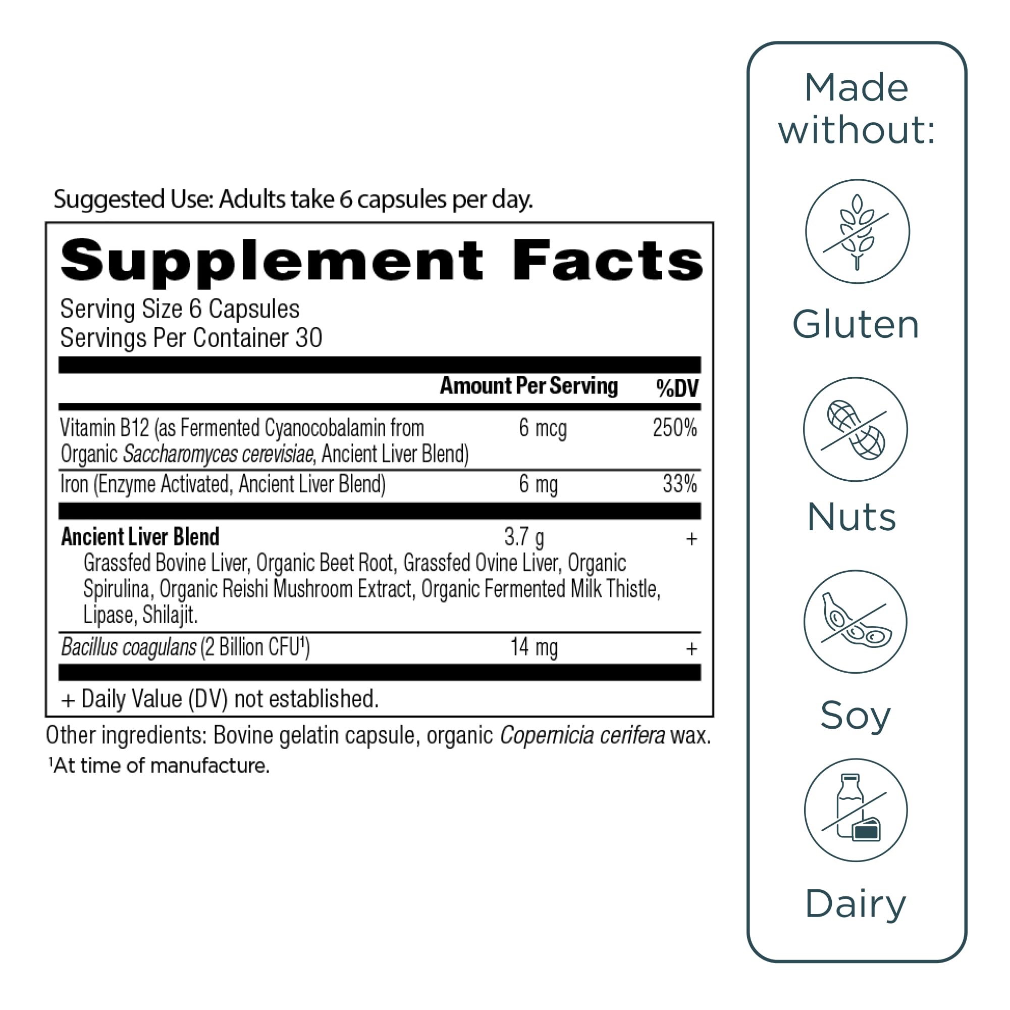 Ancient Nutrition Liver Organ Supplements bottle back view