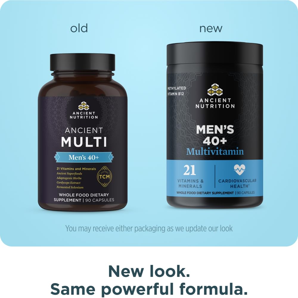 Ancient Nutrition Men's 40+ Multivitamin supplement bottle side view