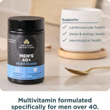 Ancient Nutrition Men's 40+ Multivitamin supplement bottle with a glass of water