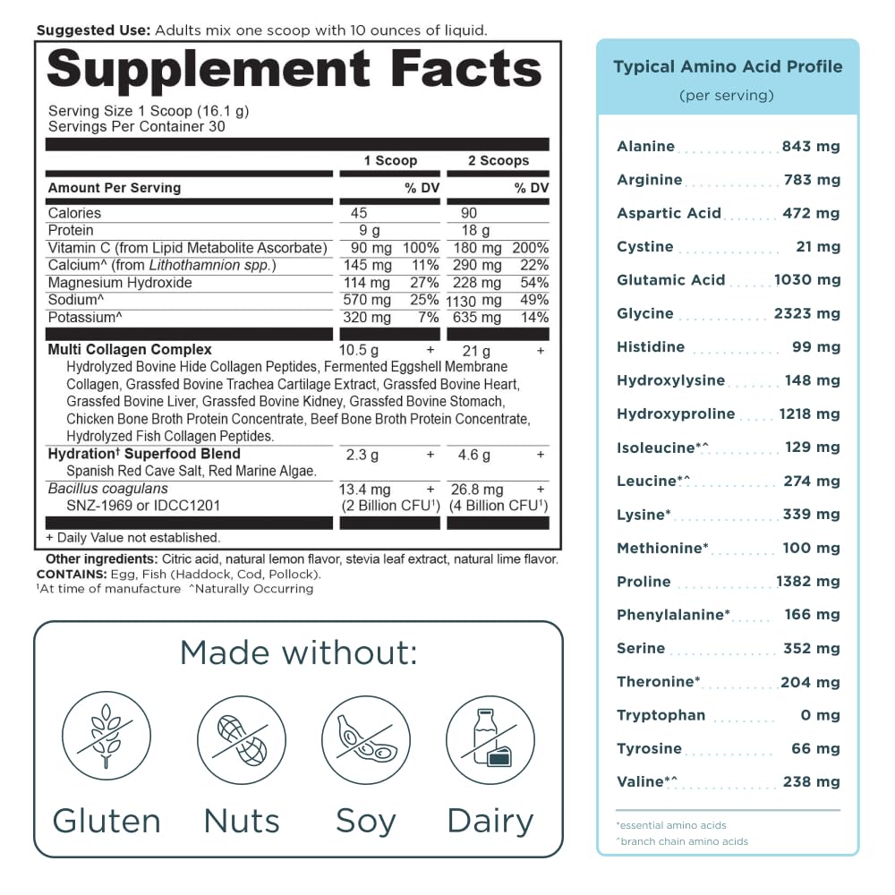 Ancient Nutrition Multi Collagen Advanced Hydrate 590g ingredients list