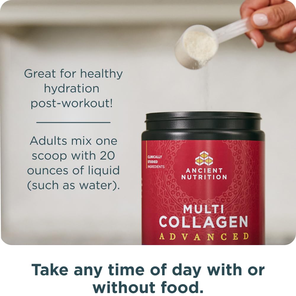 Ancient Nutrition Multi Collagen Advanced Hydrate 590g serving suggestion
