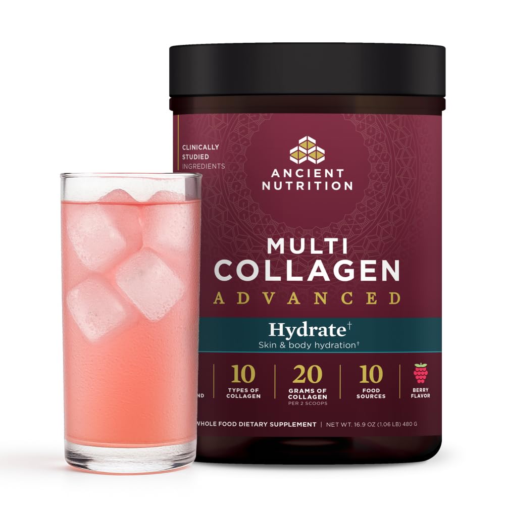 Ancient Nutrition Multi Collagen Advanced Hydrate front view with packaging