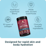 Ancient Nutrition Multi Collagen Advanced Hydrate side view showing nutrition label