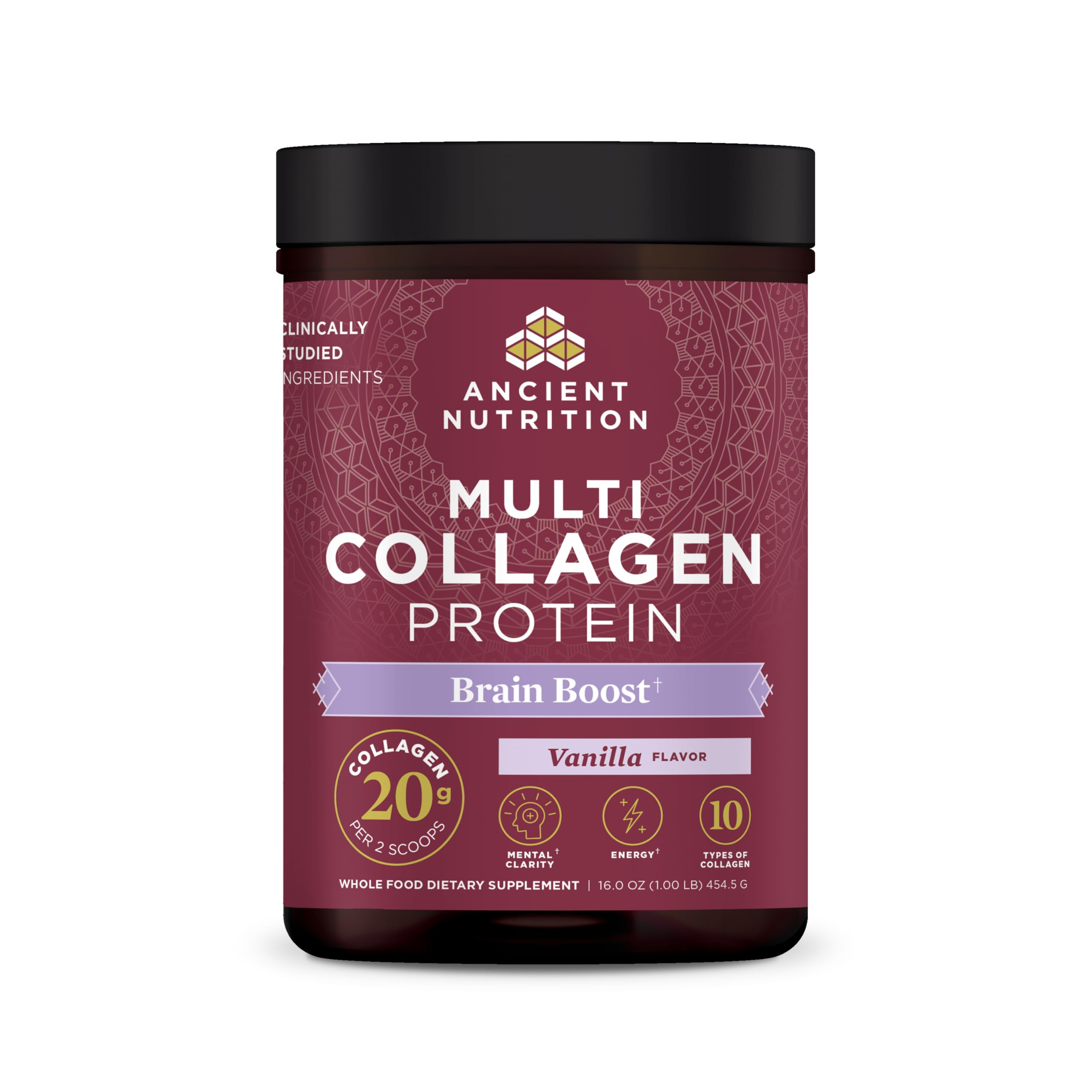 Ancient Nutrition Multi Collagen Protein Brain support tub front view