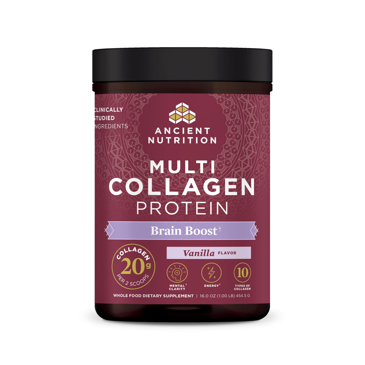 Ancient Nutrition Multi Collagen Protein Brain support tub front view