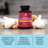 Ancient Nutrition Multi Collagen Protein Capsules Gut Restore with capsules on a wooden surface