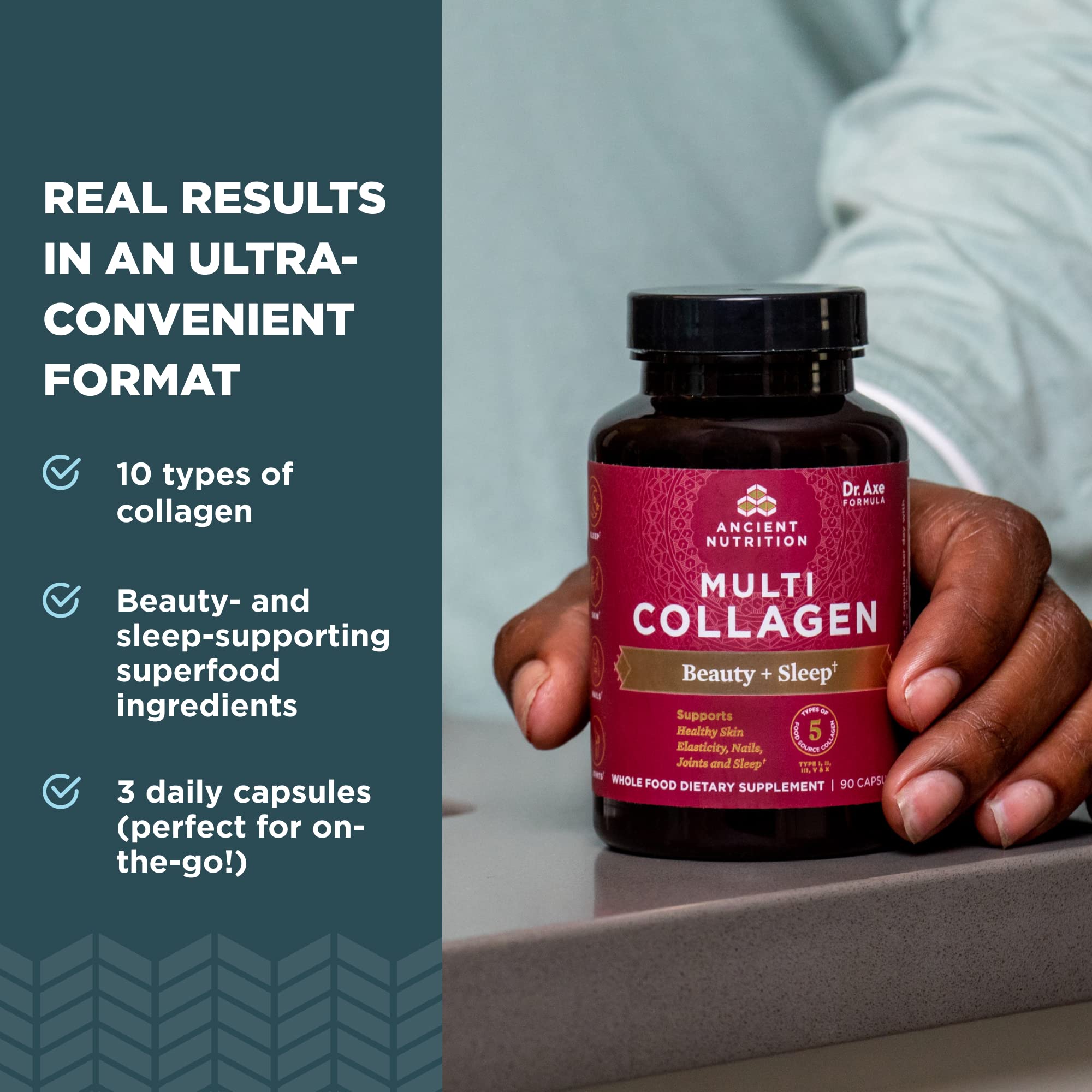 Ancient Nutrition Multi Collagen Protein Capsules with dosage instructions