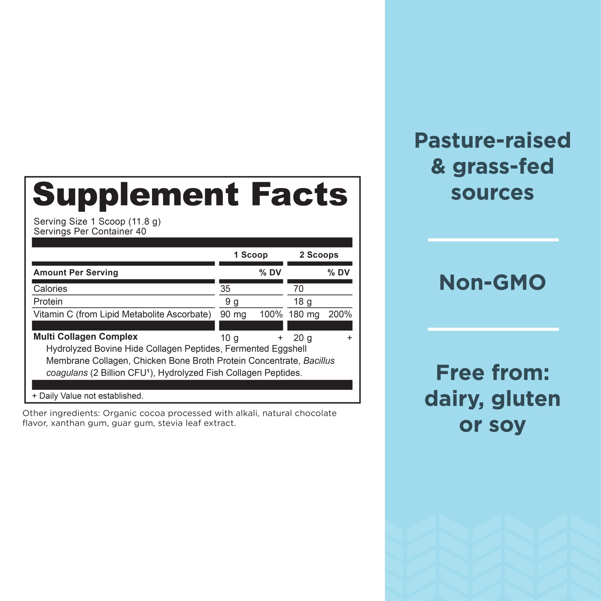 Ancient Nutrition Multi Collagen Protein Powder Chocolate nutritional information