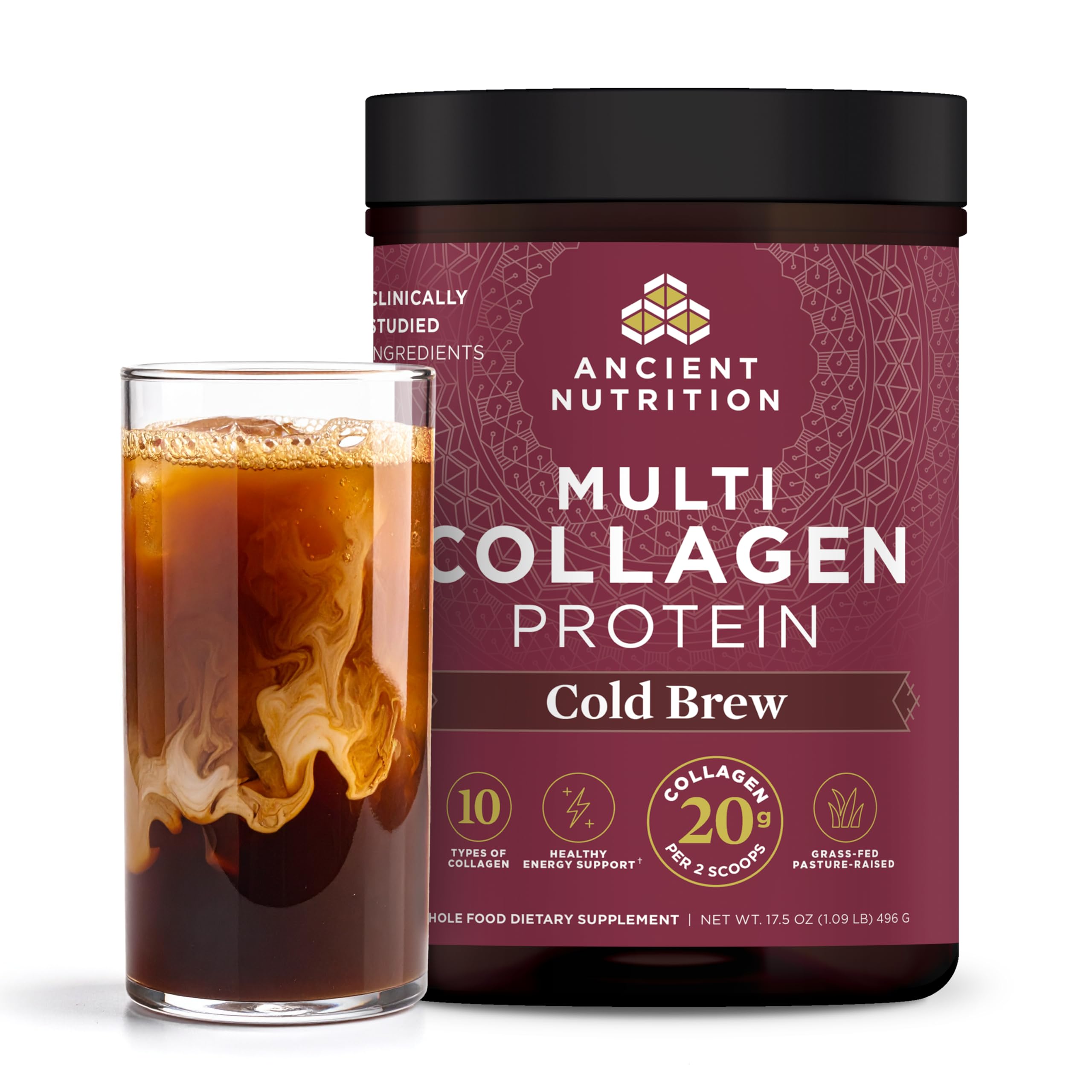 Ancient Nutrition Multi Collagen Protein Powder Cold Brew front view