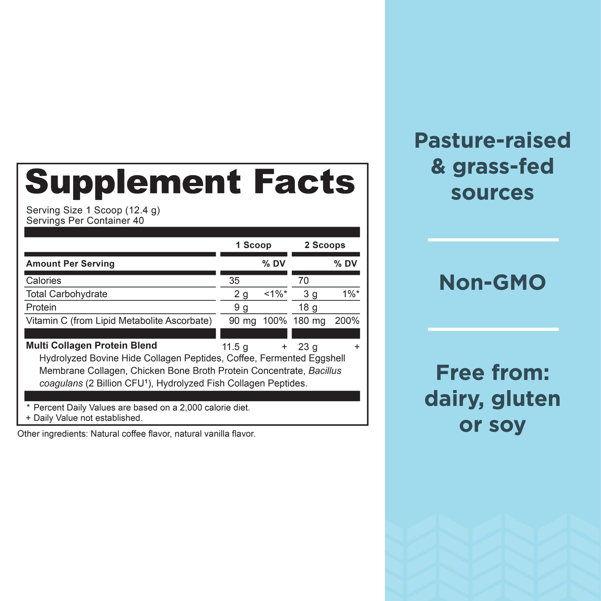 Ancient Nutrition Multi Collagen Protein Powder Cold Brew nutritional information