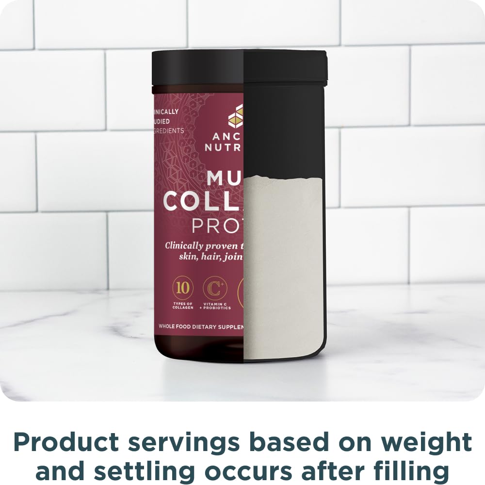 Ancient Nutrition Multi Collagen Protein Powder lifestyle scene with shaker bottle