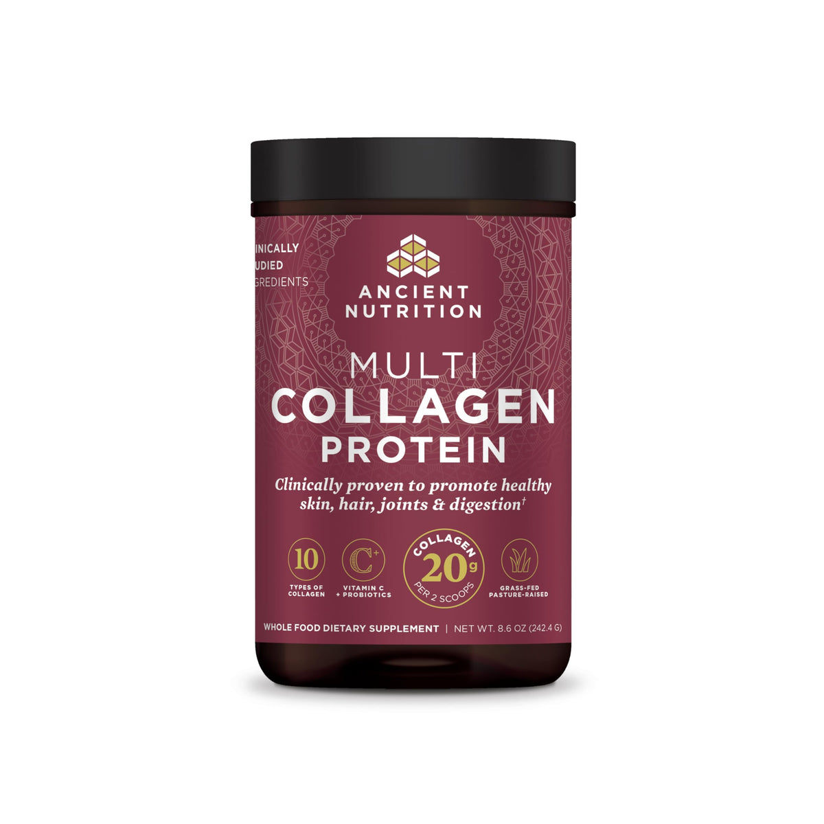 Ancient Nutrition Multi Collagen Protein Powder unflavored tub front view