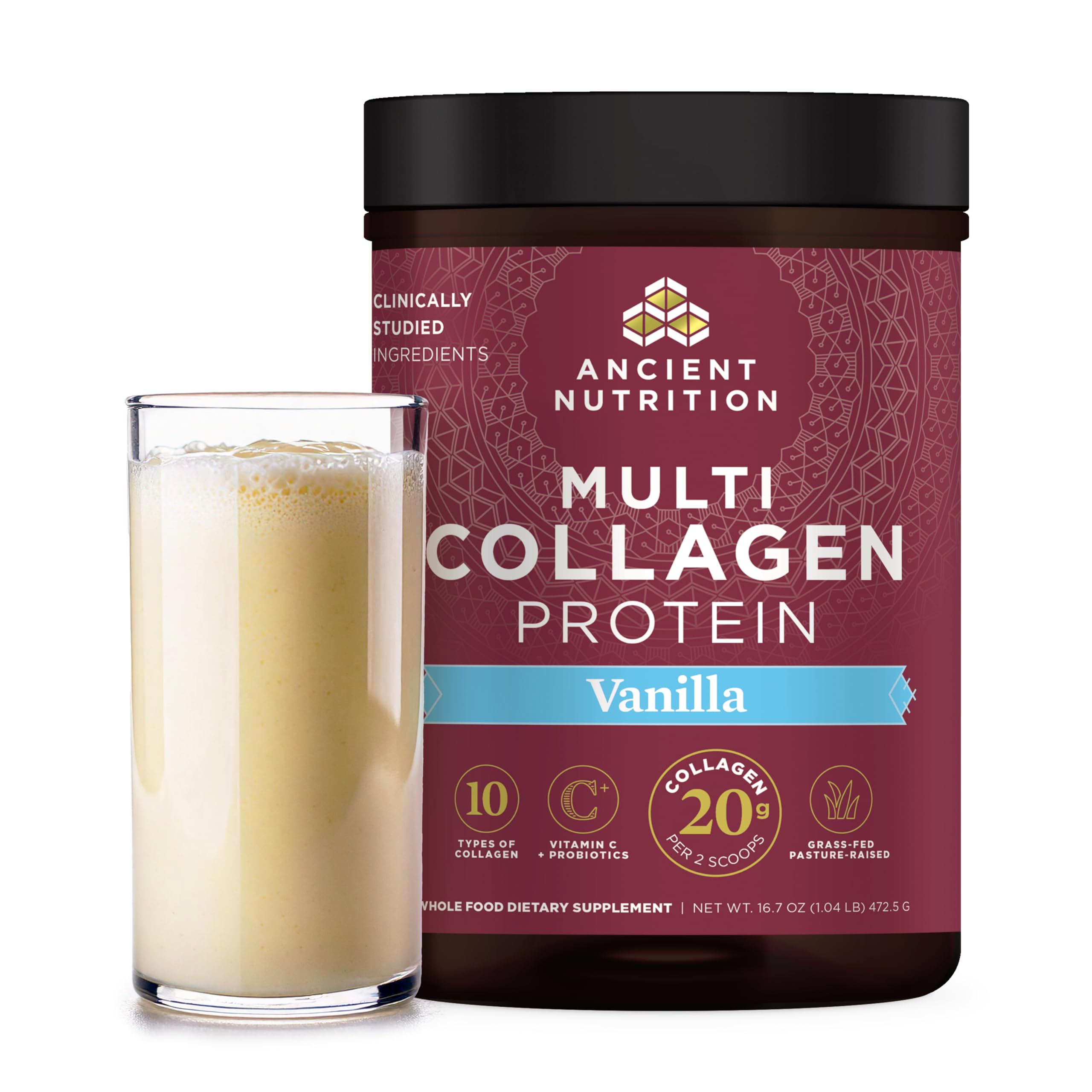 Ancient Nutrition Multi Collagen Protein Powder Vanilla tub front view