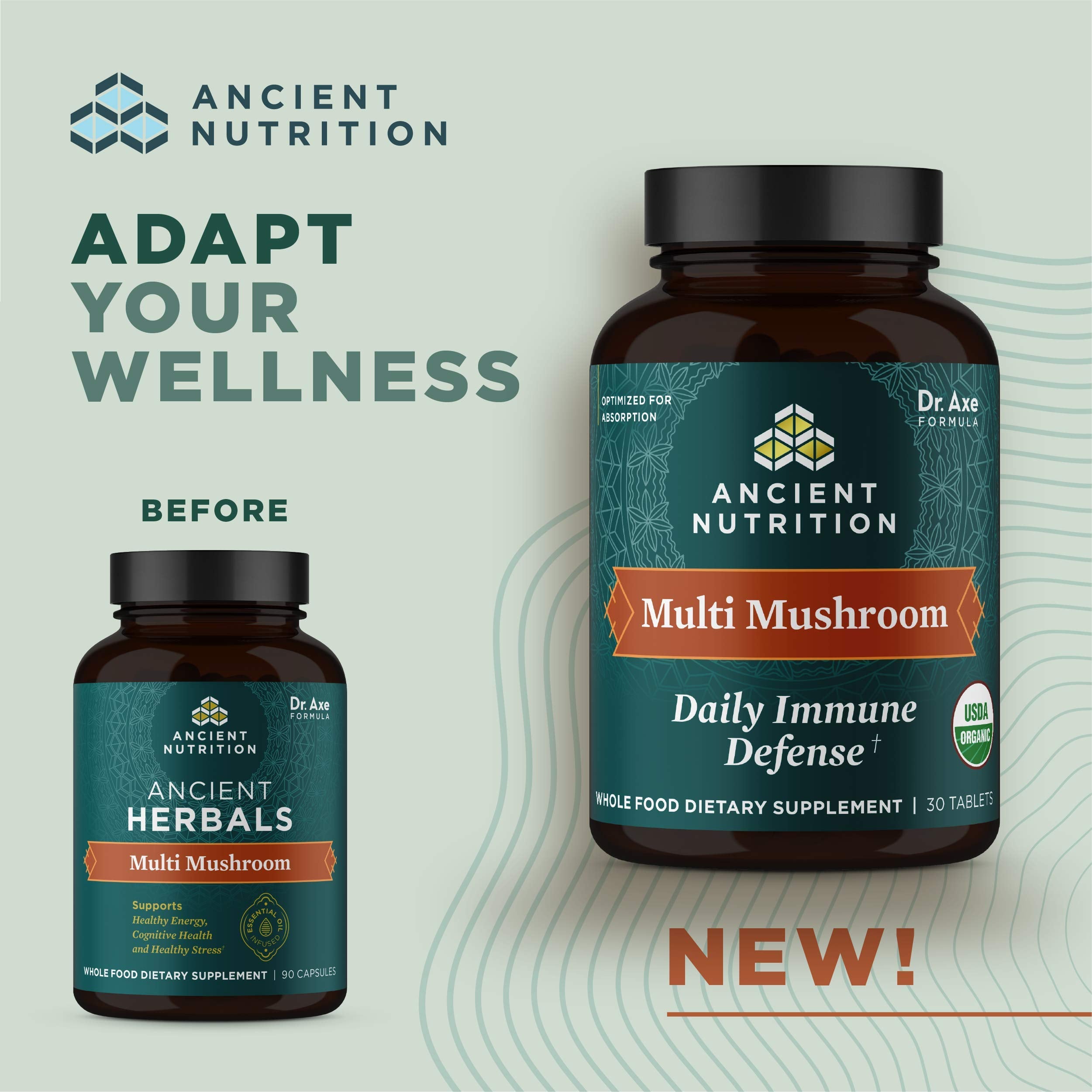 Ancient Nutrition Multi Mushroom capsules close-up