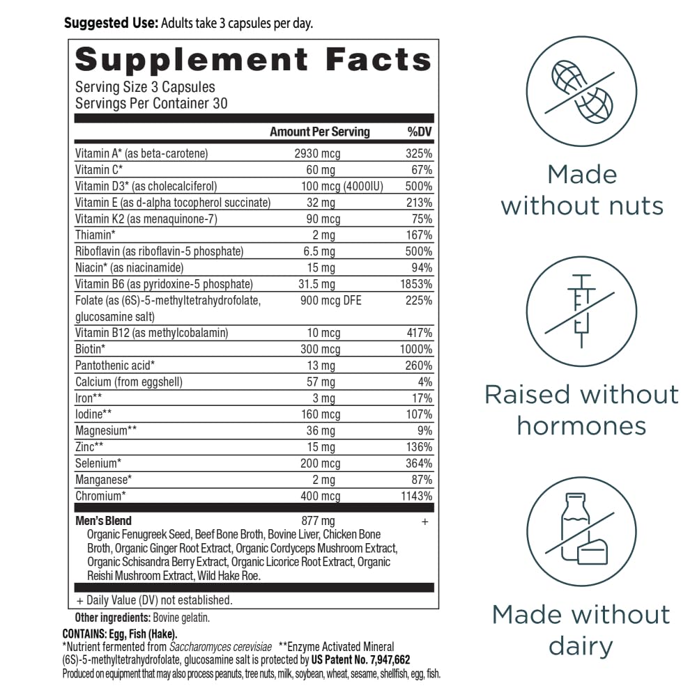 Ancient Nutrition Multivitamins for Men side view showing capsule size