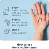 Ancient Nutrition Multivitamins for Men with a glass of water