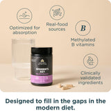 Ancient Nutrition Multivitamins for Women 40+ side view with dosage instructions