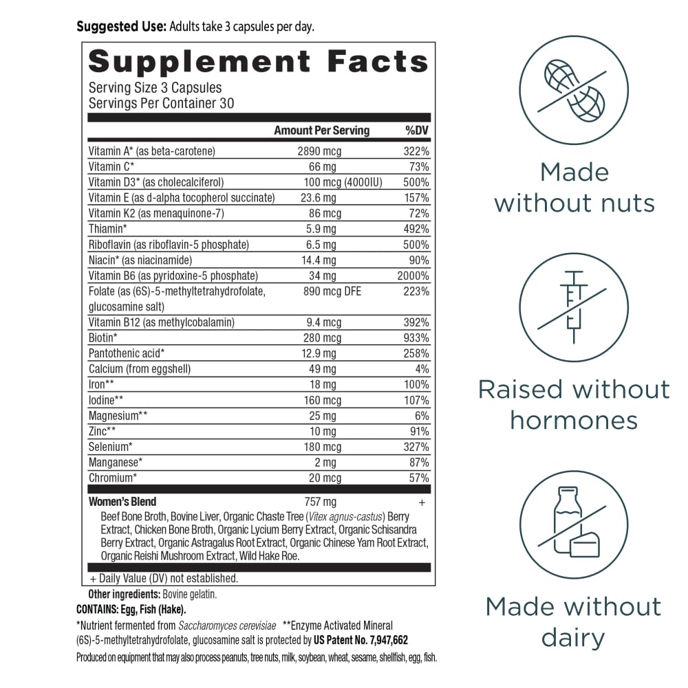 Ancient Nutrition Multivitamins TCM Women’s Blend ingredients list