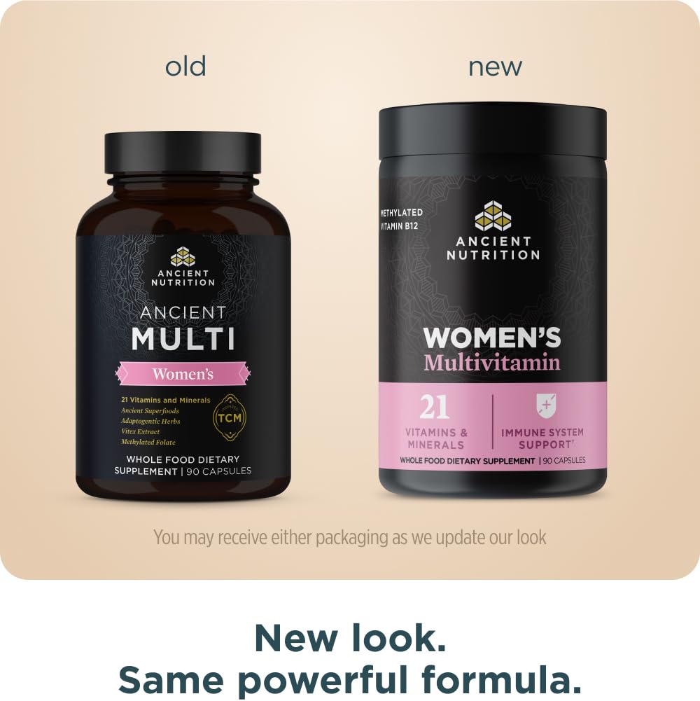 Ancient Nutrition Multivitamins TCM Women’s Blend side view of capsules