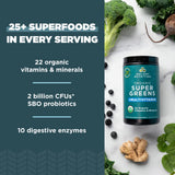 Ancient Nutrition Organic SuperGreens + Multivitamin Powder scoop in smoothie