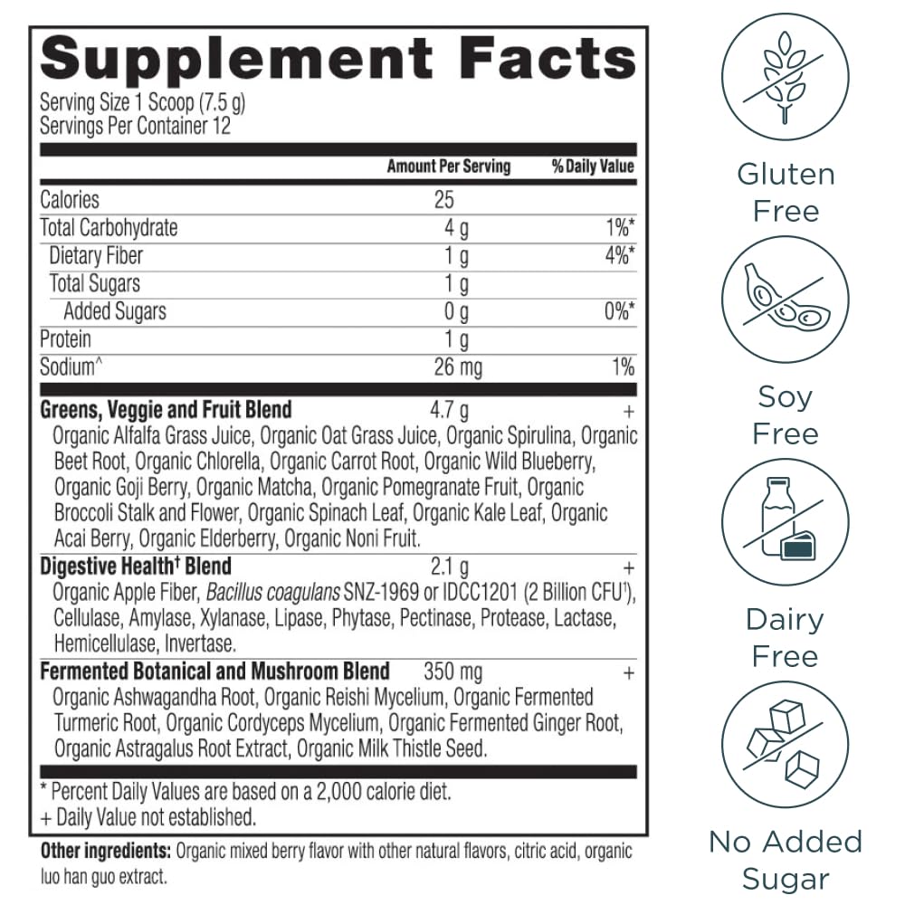 Ancient Nutrition Organic SuperGreens Powder 150g packaging