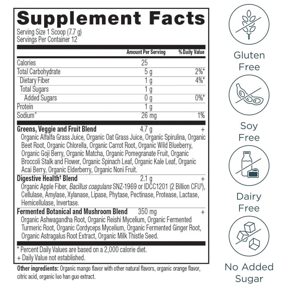 Ancient Nutrition Organic SuperGreens Powder 159g packaging