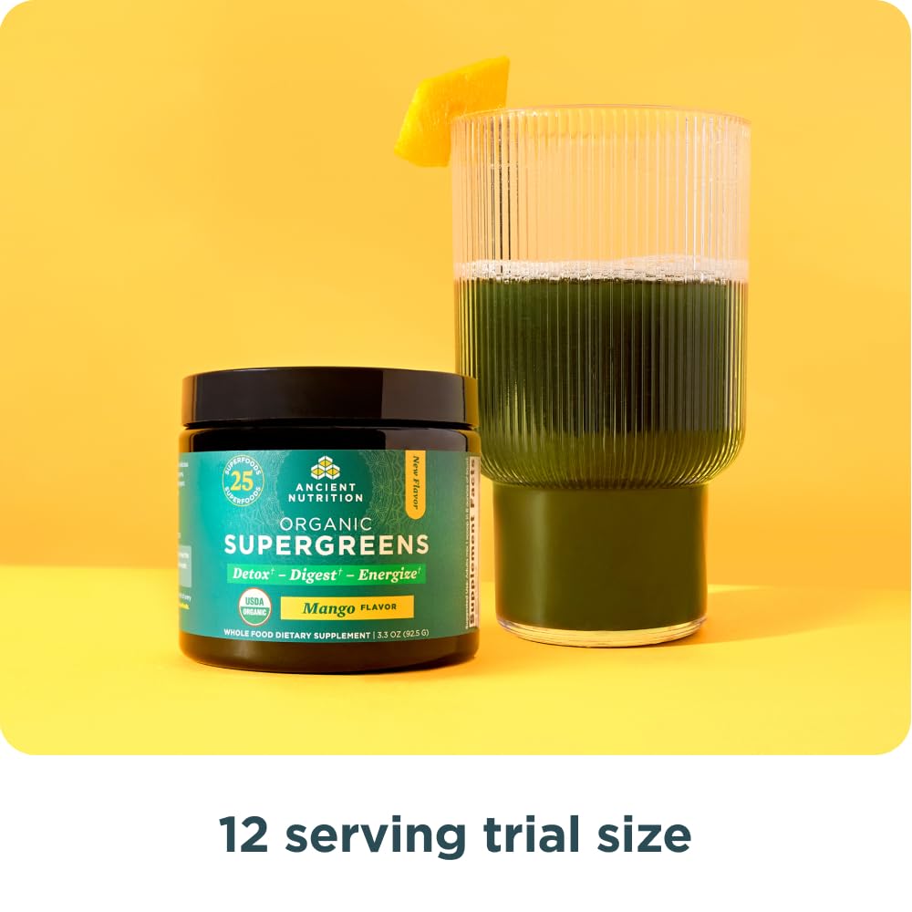Ancient Nutrition Organic SuperGreens Powder 159g serving suggestion