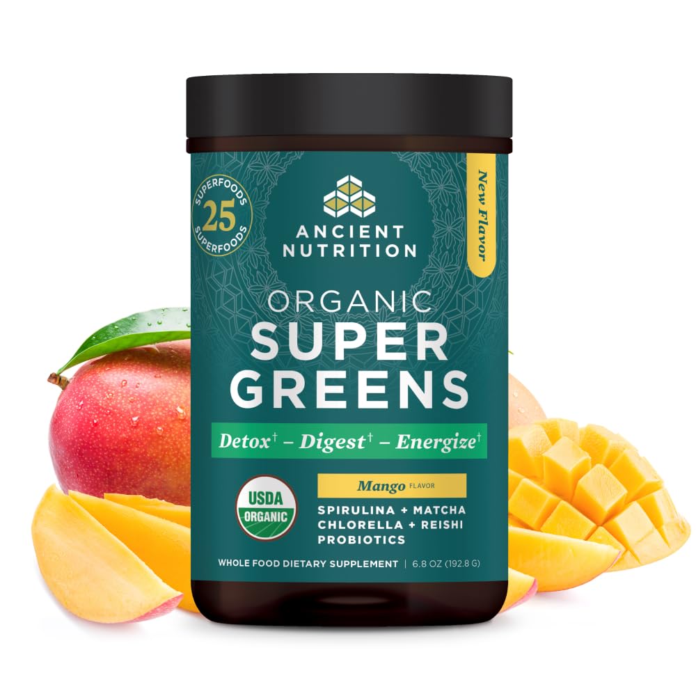 Ancient Nutrition Organic SuperGreens Powder 272g front view