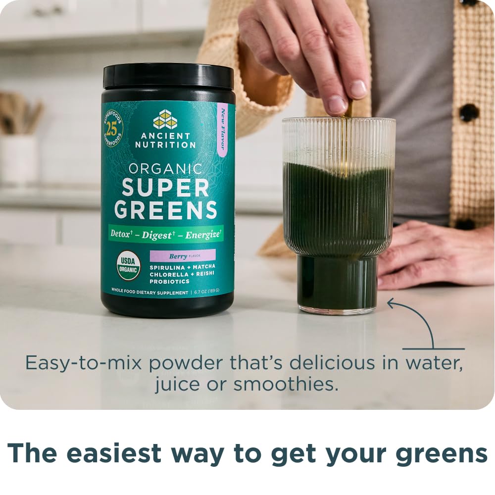 Ancient Nutrition Organic SuperGreens Powder 272g packaging