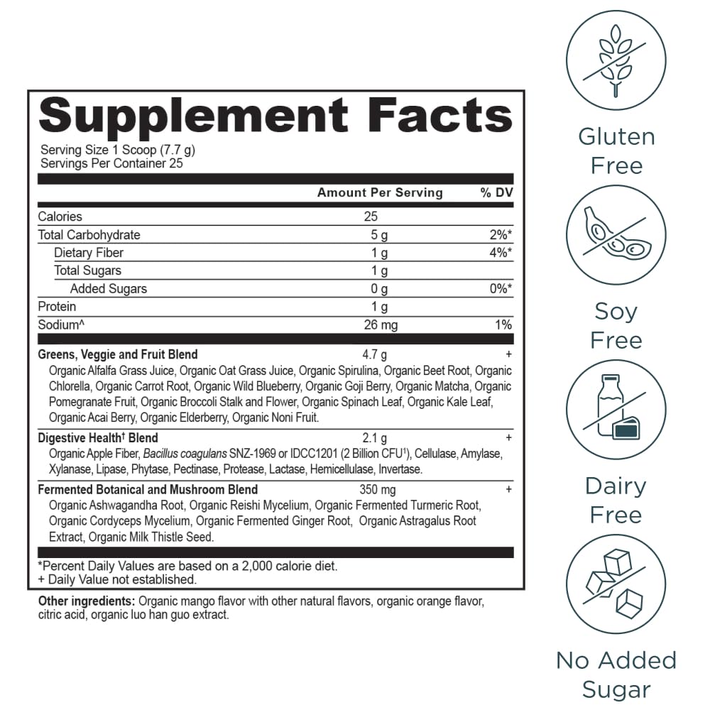Ancient Nutrition Organic SuperGreens Powder 272g packaging
