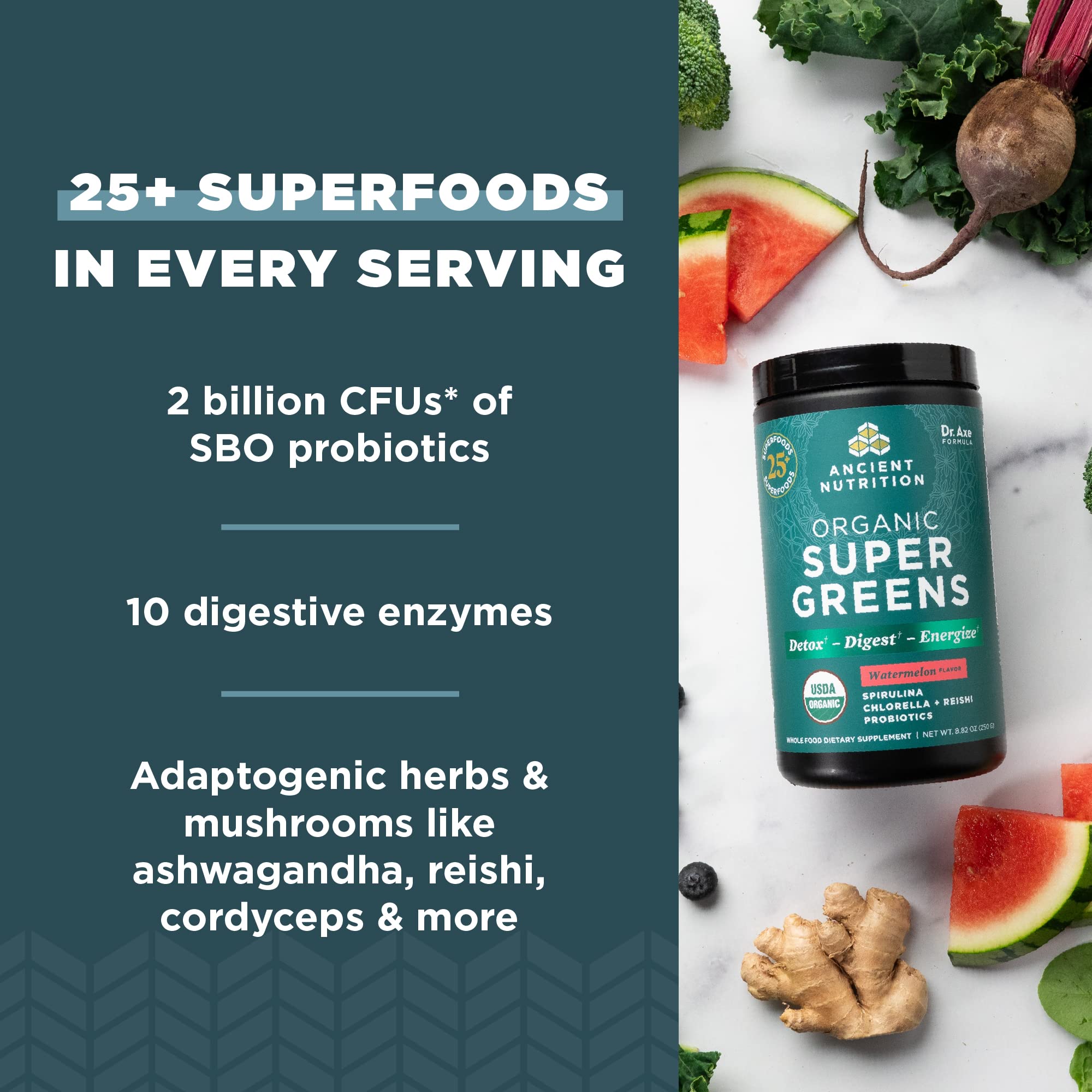 Ancient Nutrition Organic SuperGreens Powder ingredients list