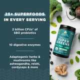 Ancient Nutrition Organic SuperGreens Powder mixed in a glass