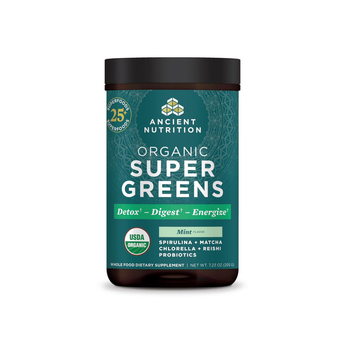 Ancient Nutrition Organic SuperGreens Powder tub front view