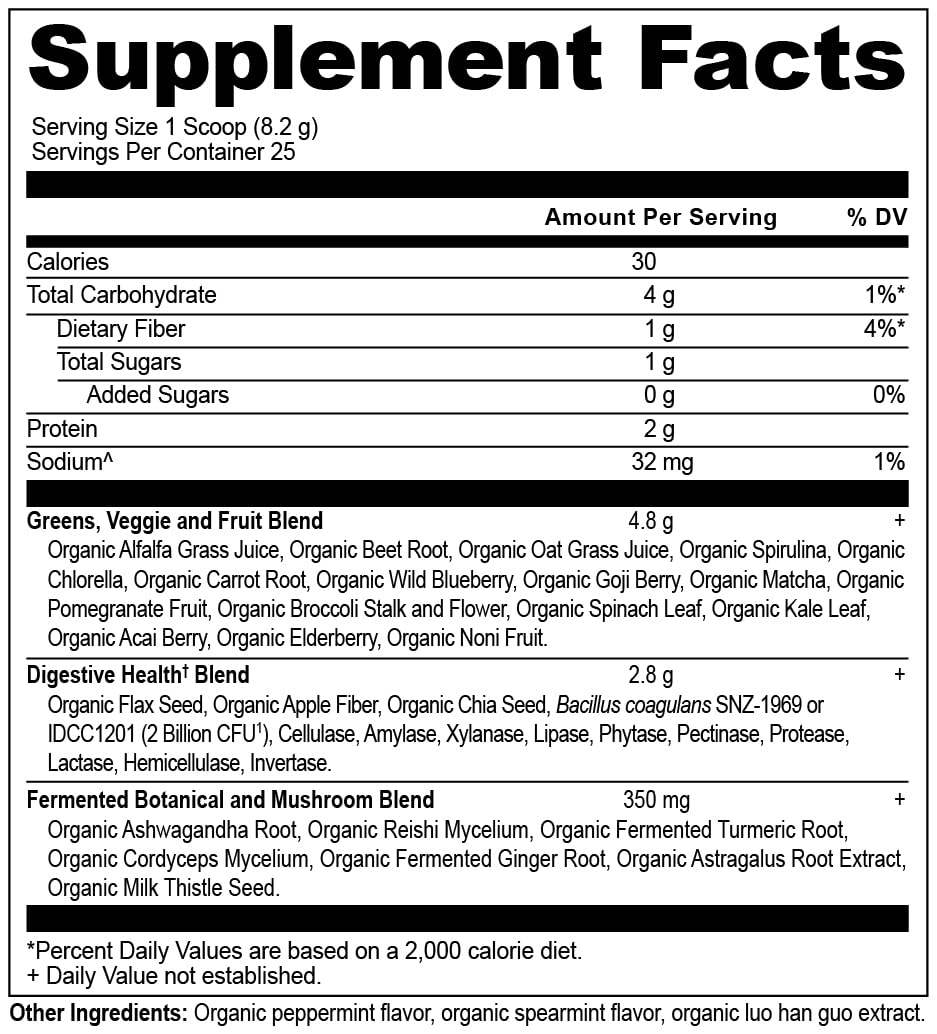 Ancient Nutrition Organic SuperGreens Powder tub side view