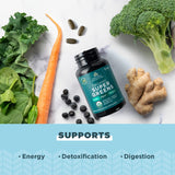 Ancient Nutrition Organic SuperGreens Tablets side view with nutritional information