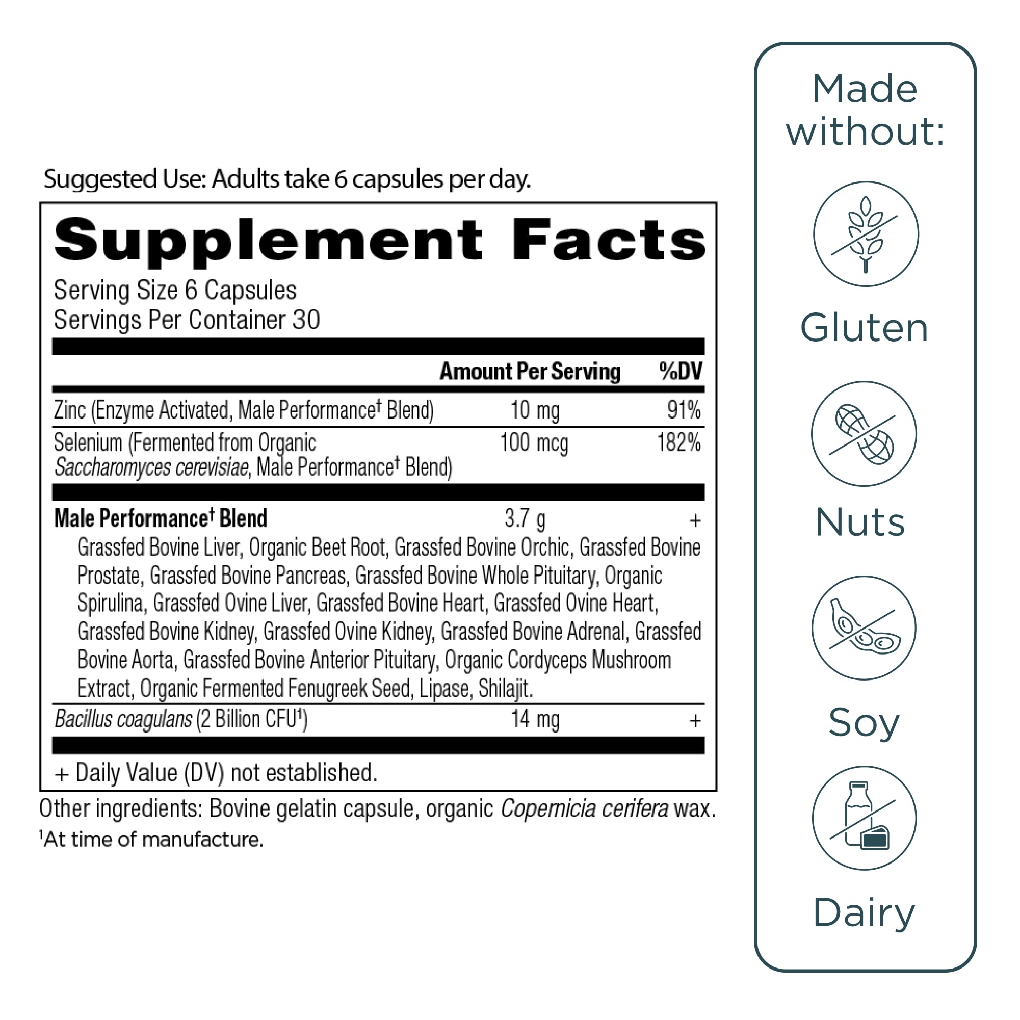 Ancient Nutrition Organs Supplement Complex for Men 180 Count bottle side view