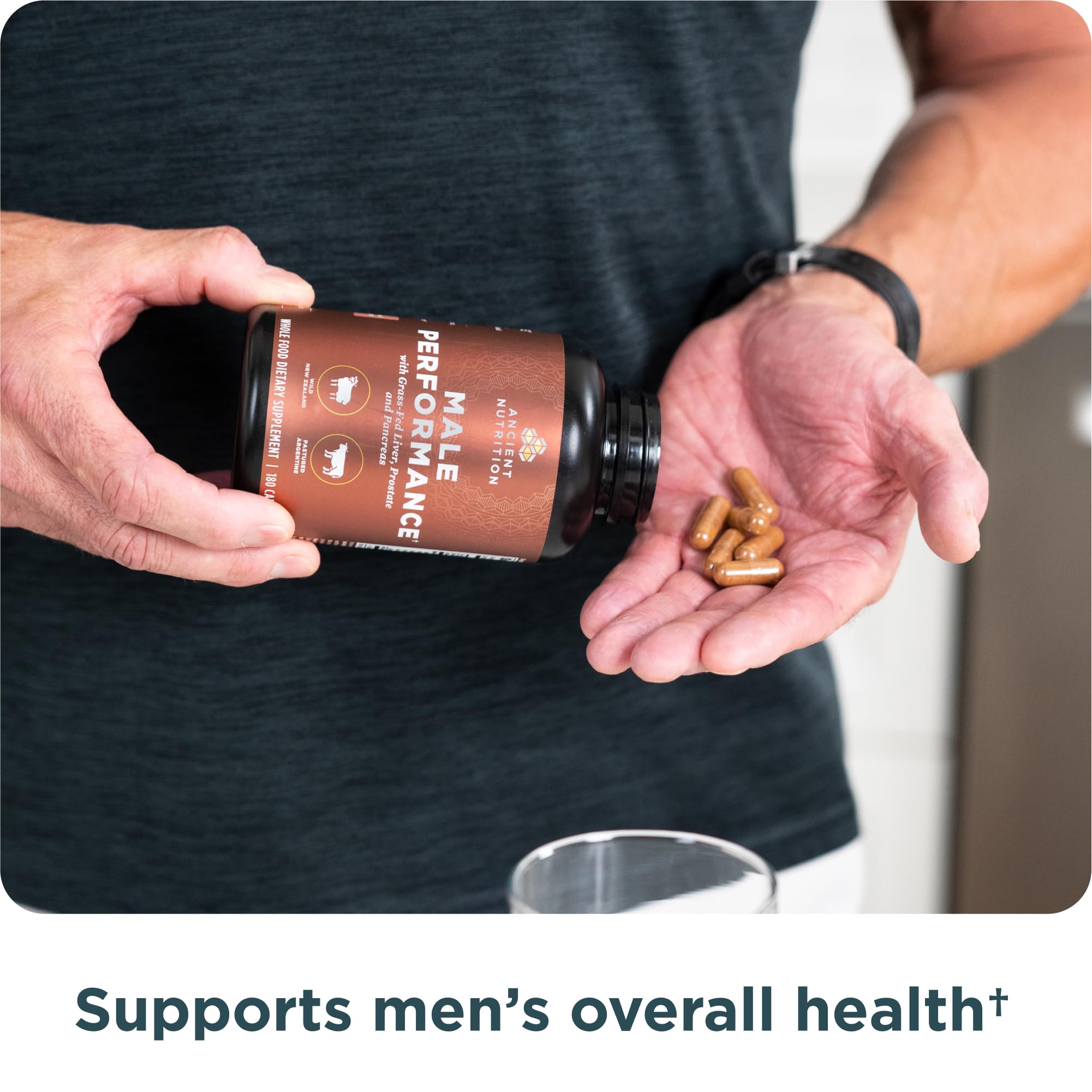 Ancient Nutrition Organs Supplement Complex for Men 180 Count bottle with capsules