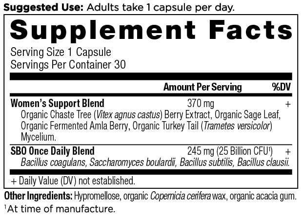 Ancient Nutrition Probiotics for Women 30 Count side view