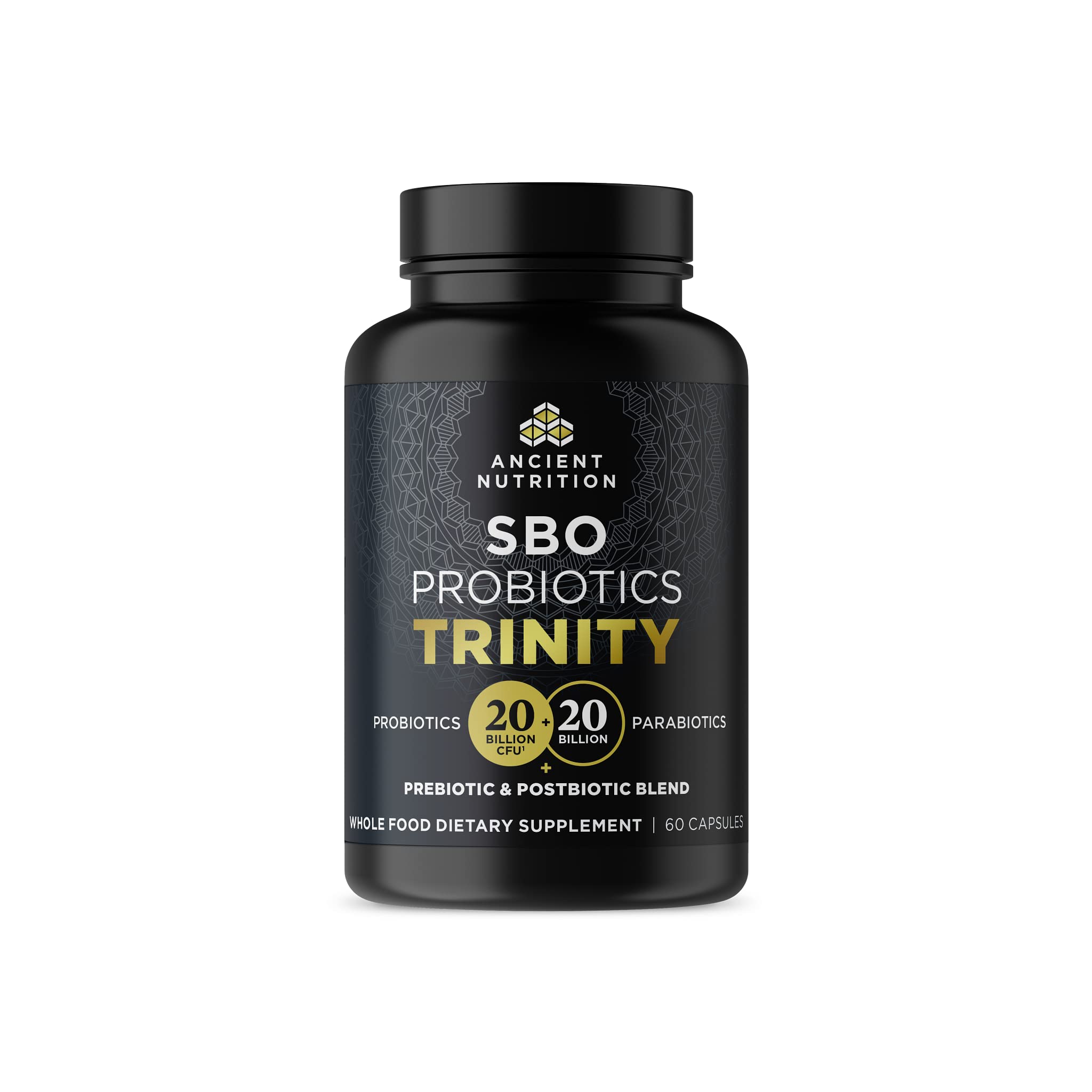 Ancient Nutrition SBO Probiotic Trinity bottle front view