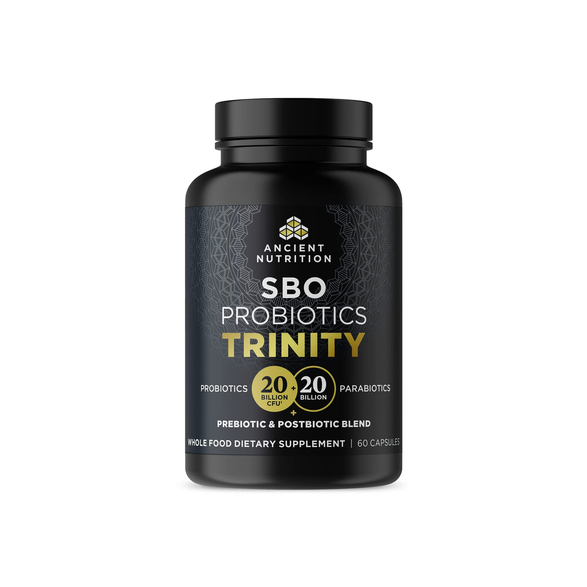 Ancient Nutrition SBO Probiotic Trinity bottle front view