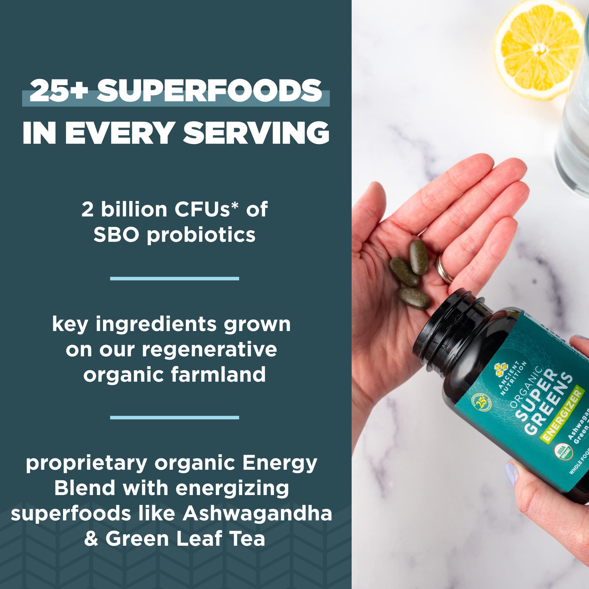Ancient Nutrition Superfood Blend Capsules side view