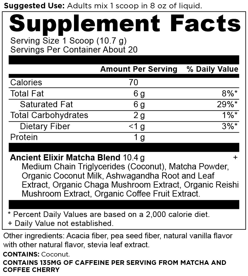 Ancient Nutrition Superfood Matcha Powder ingredients list