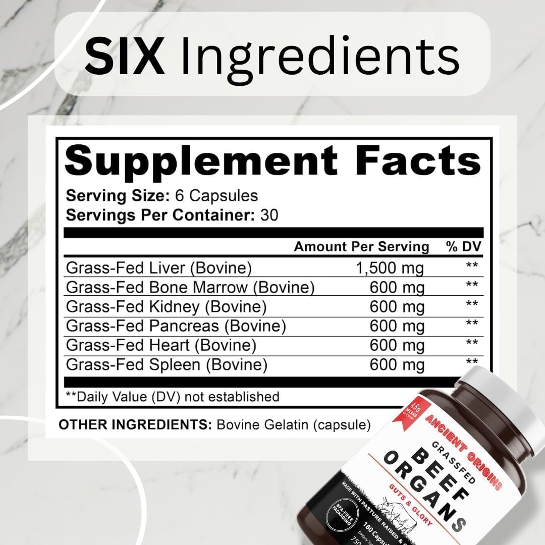 Ancient Origins Beef Organ Supplement 4500mg capsule close-up
