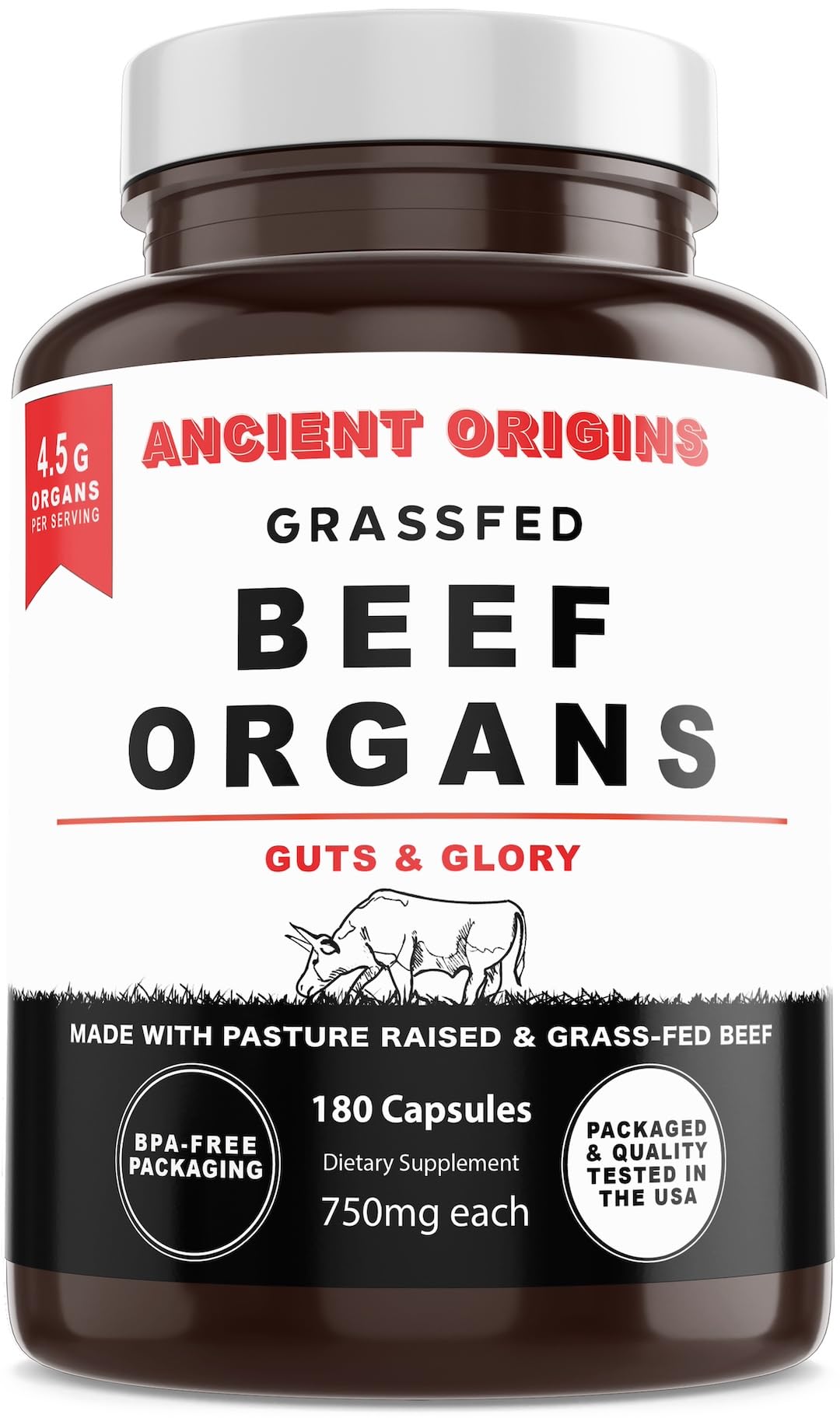 Ancient Origins Beef Organ Supplement 4500mg front view
