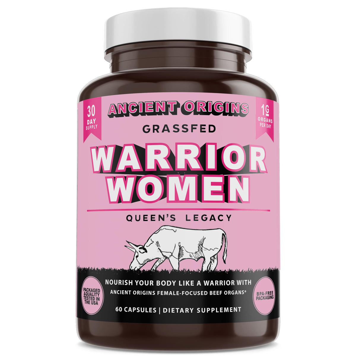 Ancient Origins Glandular Extracts 500mg Beef Heart Supplement front view