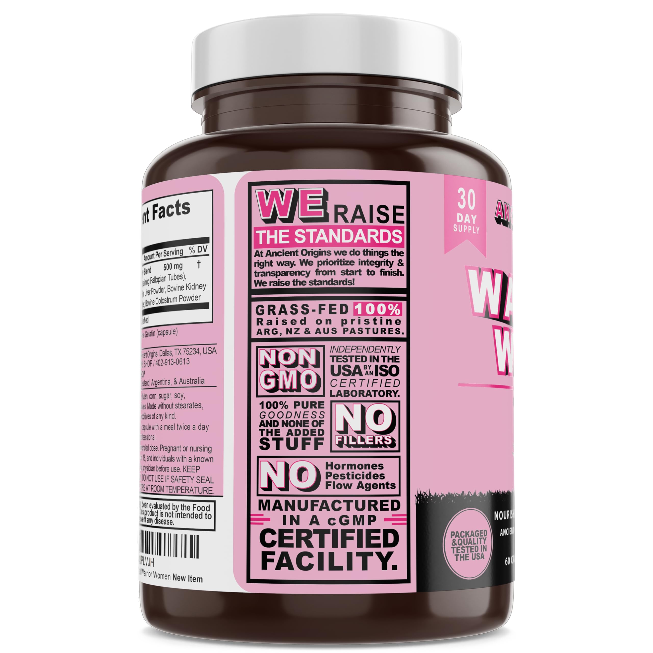 Ancient Origins Glandular Extracts 500mg Beef Heart Supplement nutrition facts