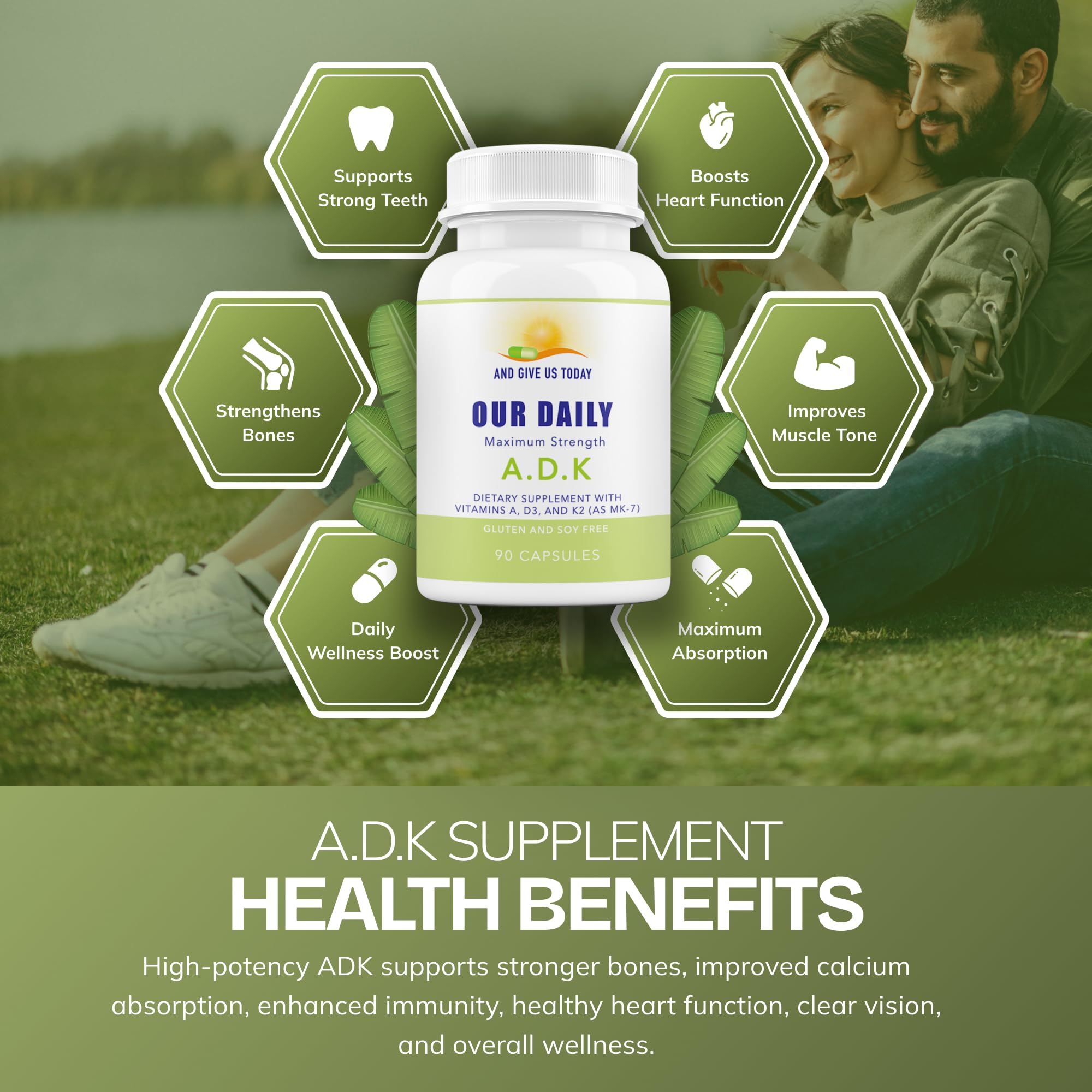 AND GIVE US TODAY OUR DAILY ADK Vitamin Supplement bottle back view