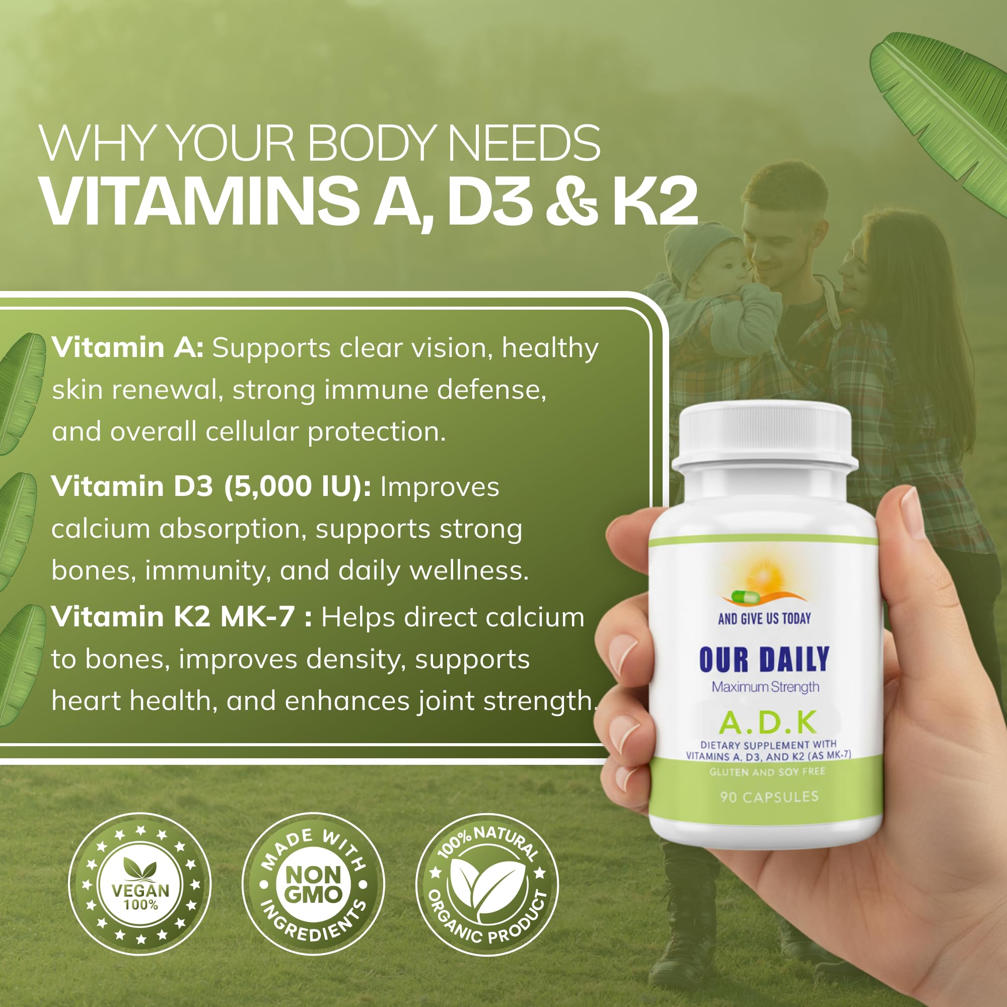 AND GIVE US TODAY OUR DAILY ADK Vitamin Supplement ingredients list